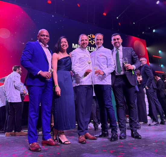 Thurston Woods, Tiffani Gkaris, Felipe Botero, Alain Verzeroli, and Deleon Pinto. Photo courtesy of Le Jardinier.   