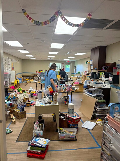 Preparing Primrose School's new areas. 