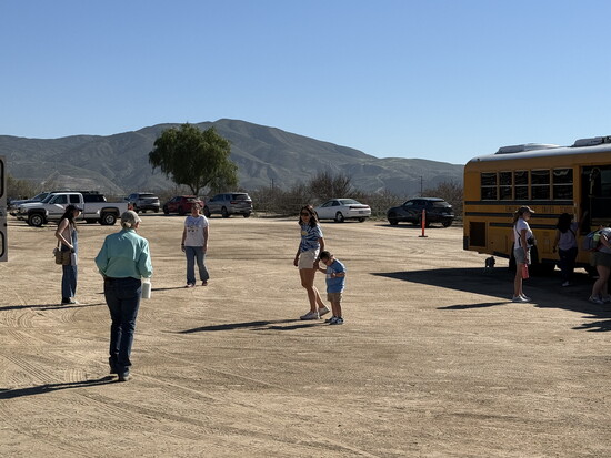 Pulling up to the ranch — a morning these kids won't forget.