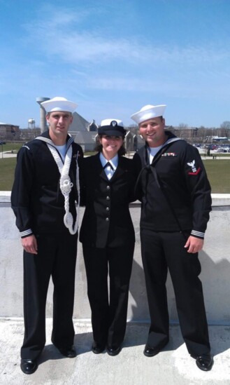 BM2 Andrew Oliveri, AN Kimberly Oliveri and me on the right, BM3 Dalton Addison at Naval Station Great Lakes in 2012.
