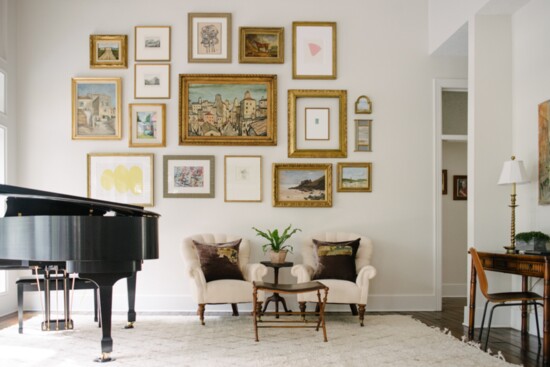 Interior designer, Meg Lonergan, designed this extension of the living room as a piano sitting room that featured the owners artwork - Somerlyn Group