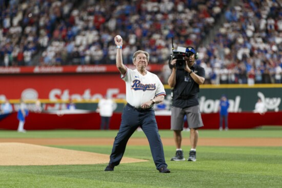 Aaaaaand the pitch! Photo provided by the Texas Rangers. 