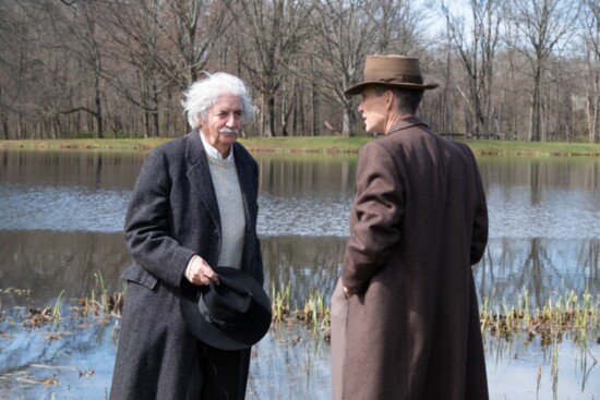  Tom Conti is Albert Einstein and Cillian Murphy is J. Robert Oppenheimer