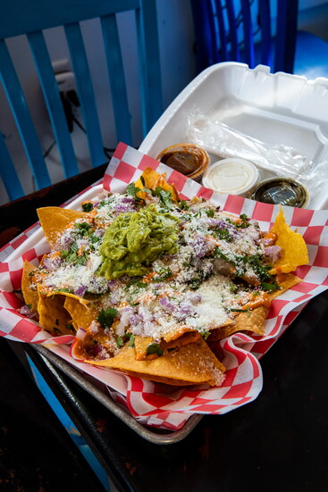 Mouthwatering Guti Nachos from the scratch kitchen at Olla Taqueria Gutierrez in Covington.
