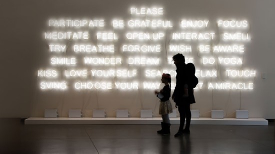 Photo: Courtesy of Portland Art Museum. Jeppe Hein, Please Participate, 2015, neon tubes and transformers.  © Jeppe Hein. 