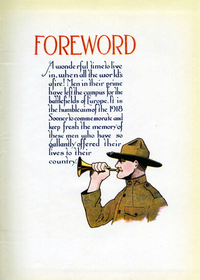 1918 Sooner Yearbook foreword, showing the patriotism of the study body at the time