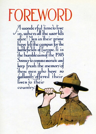 1918 Sooner Yearbook foreword, showing the patriotism of the study body at the time
