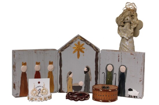 Jewelry and a hand painted nativity scene - Leldon’s 