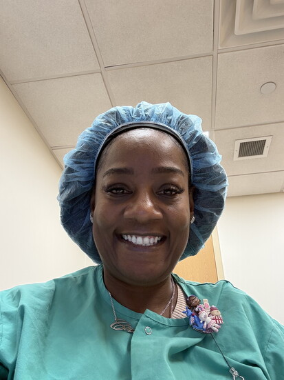 Cirie at work as a nurse.