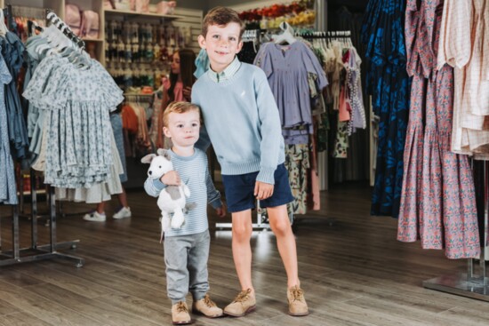 Boys wearing The Beaufort Bonnet Company and classic Bucky Footmates shoes.