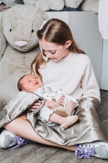 Baby Max wearing new line Tickety-Boo which pairs exclusive hand drawn watercolor designs with the softest bamboo.