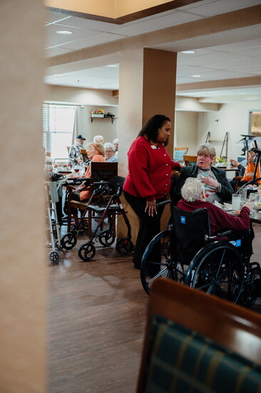 Jasmine Banks makes her rounds in the dining room.
