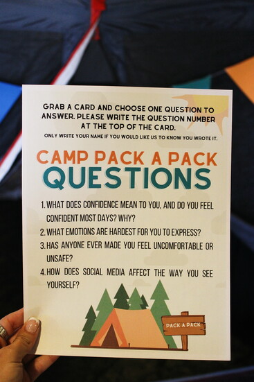 Shedding light on what matters. These camp questions give Pack-A-Pack's young volunteers a safe, anonymous space to share their real struggles and needs.