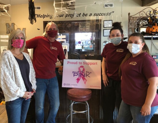 Steve and Stella Pavick and staff at Minick Materials supporting the Paint the Town Pink campaign