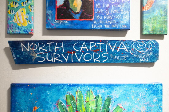 A shingle painted by Lovegrove to honor Hurricane Ian survivors.