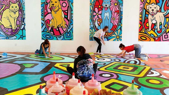 Designing panels to brighten the Carson Animal Shelter. Photography by Stephanie Graverson.