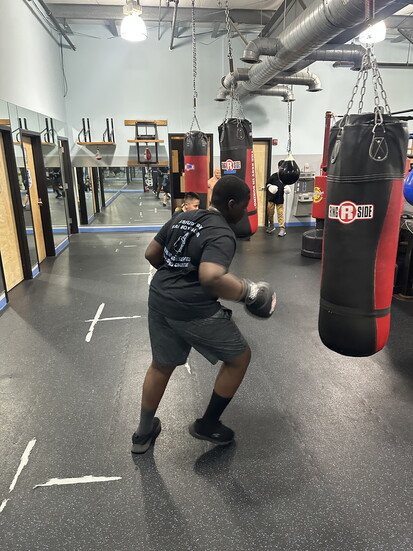 A younger boxer putting in the work