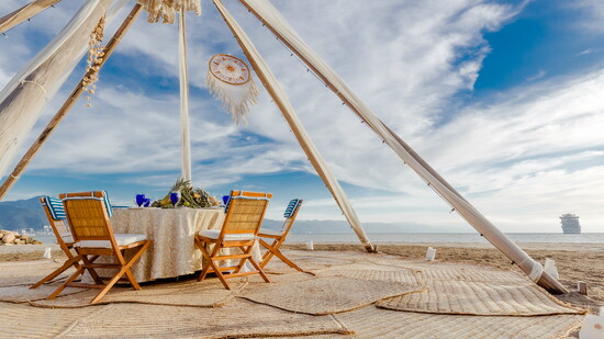 Enjoy a meal on the beach.