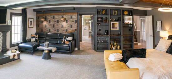 The Whitney Houston room is elegantly adorned.