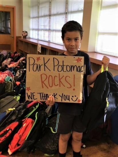 The Park Potomac community has provided more than 12,000 new backpacks to underprivileged children.