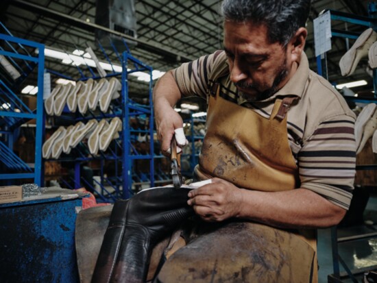 Much of Lucchese's signature fit is due to the perfected lasting process. In it, the upper is secured to the sole by hand. Photo: Travis Gillette