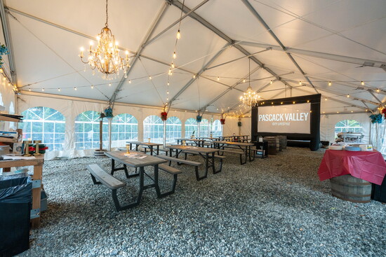 Outdoor tent in The Yard at Hearth & Tap