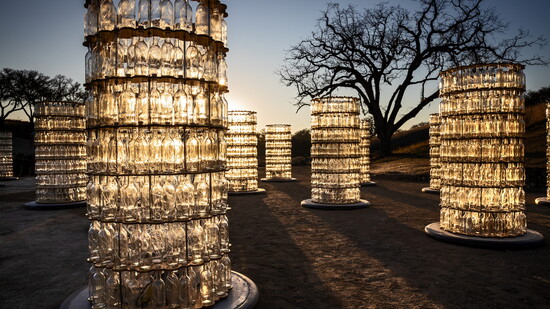 Wine bottle installations at Sensorio