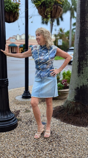 As a Brand Ambassador for Sunbug boutique Sally models an outfit for the store. 