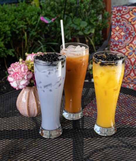 Thai Terrace: Taro Bubble Tea, Thai Iced Tea, Mango Bubble Tea