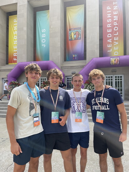 Four student leaders of the St Albans Best Buddies  chapter at annual Best Buddies Leadership Conference in Indiana U