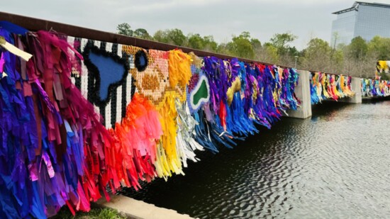 The installation from one side of the bridge to the other