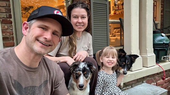 Chef Jared Hucks, Wendy and Aya with Lollie, and Bodhi.