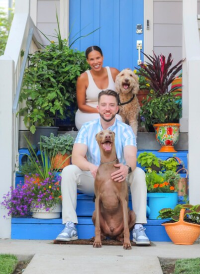 Erica Glover and her pets Jackie (front) Ledger (back)