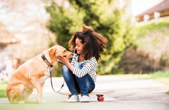 Girl with a dog. 