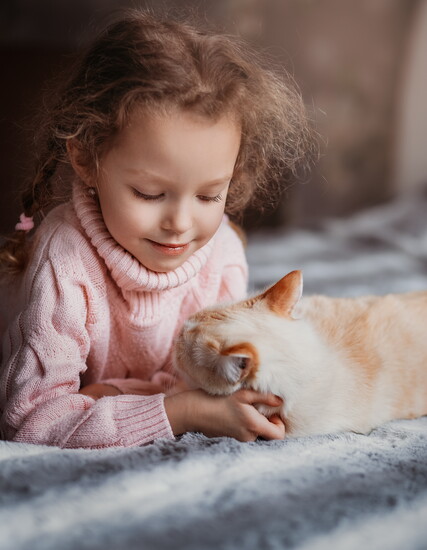 Girl with a cat. 
