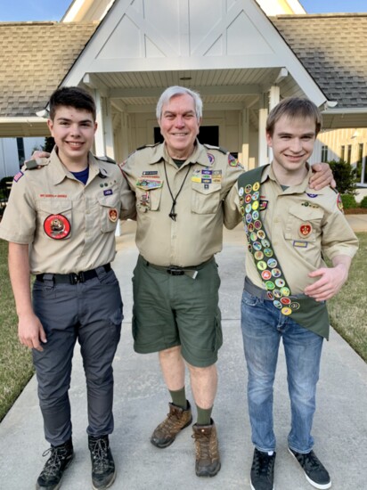 Jacob Barry, Senior Patrol Leader of Troop 210; Ron McCauley, Scoutmaster of Troop 210; Ethan Franklin, Patrol Leader of Troop 210