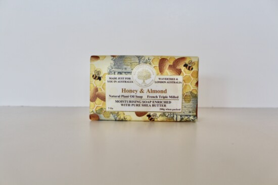  6.95 Honey and Almond Soaps from Australia, wonderful aromas and offers the benefit of enriched shea butter