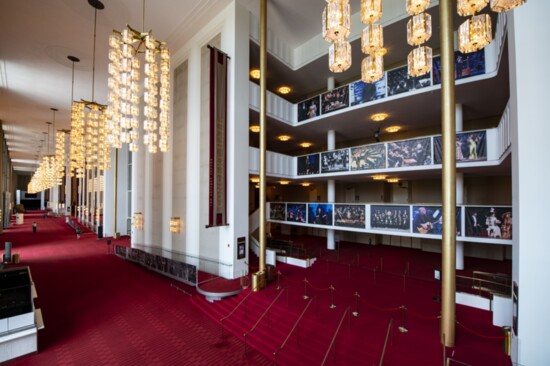 The "If These Halls Could Talk" exhibit in The Kennedy Center's Grand Foyer. Photo by Margot Schulman.