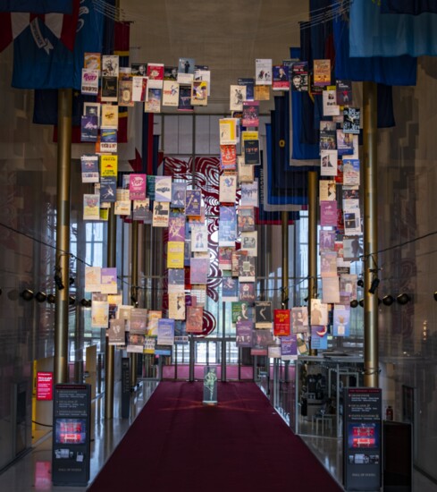 In the Hall of States at The Kennedy Center, this display is part of the Center's 50th-anniversary celebration. Photo by Margot Schulman.