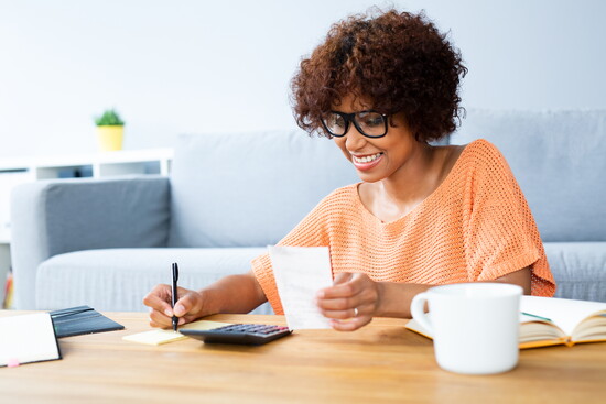 Person working on finances. 