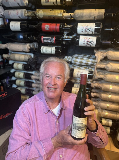 A 1976 Ste Chapelle numbered bottle in Skip’s wine cellar