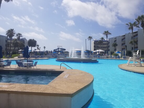 Poolside cabanas serve drinks and snacks for Port Royal guests.