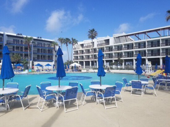 Plenty of seating around the largest pool in South Texas!