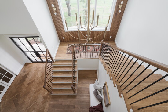 A top view of the striking staircase ...