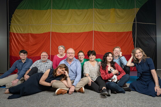 Staff recreation of 1984 Apple Inc. team photo published in Rolling Stone Magazine 