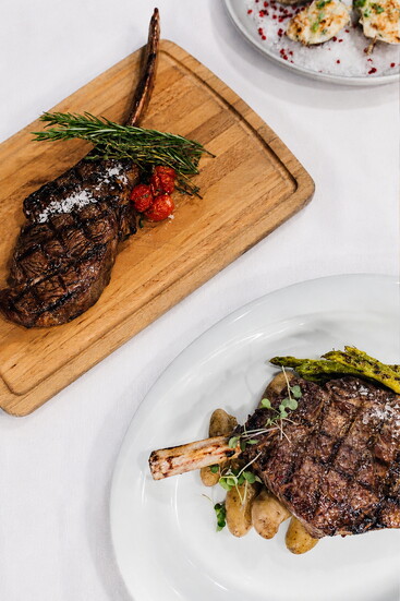 Wagyu Tomahawk and a Cowboy Ribeye