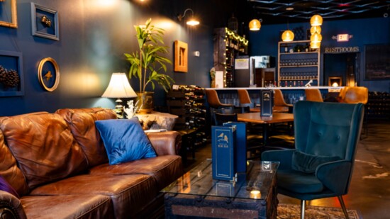 Guests enjoy Sparrow's inviting vintage look and cozy setting with leather sofas and velvet chairs