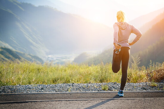 Person stretching before a run.