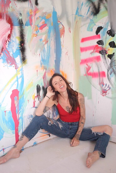 Freed Artist Co-Founder Jennevive Barros on set