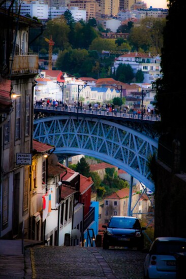 Porto and its hills, the Dom Luis iron bridge, splitting the scene